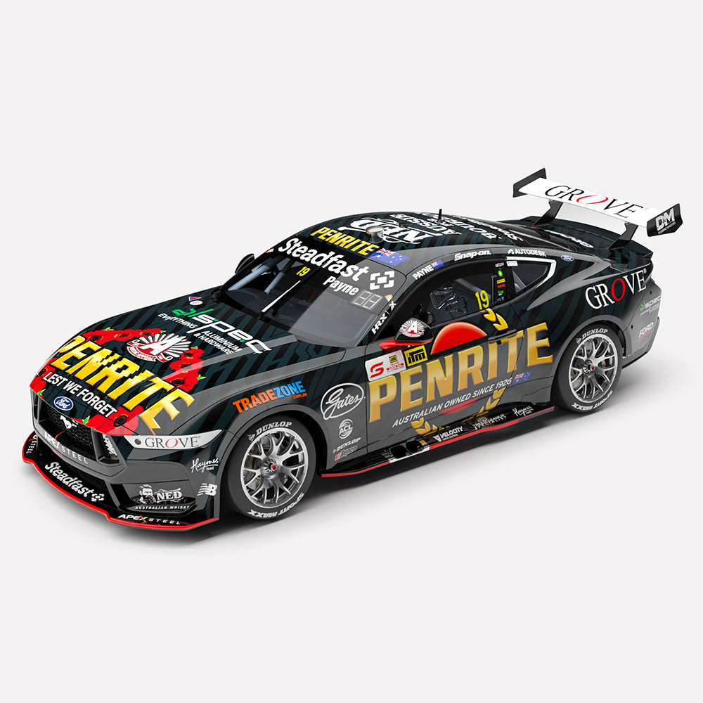 1:18 Penrite Racing ANZAC Appeal #19 Ford Mustang GT - 2025 ITM Taupo Super 440 Jason Richards Trophy Winner