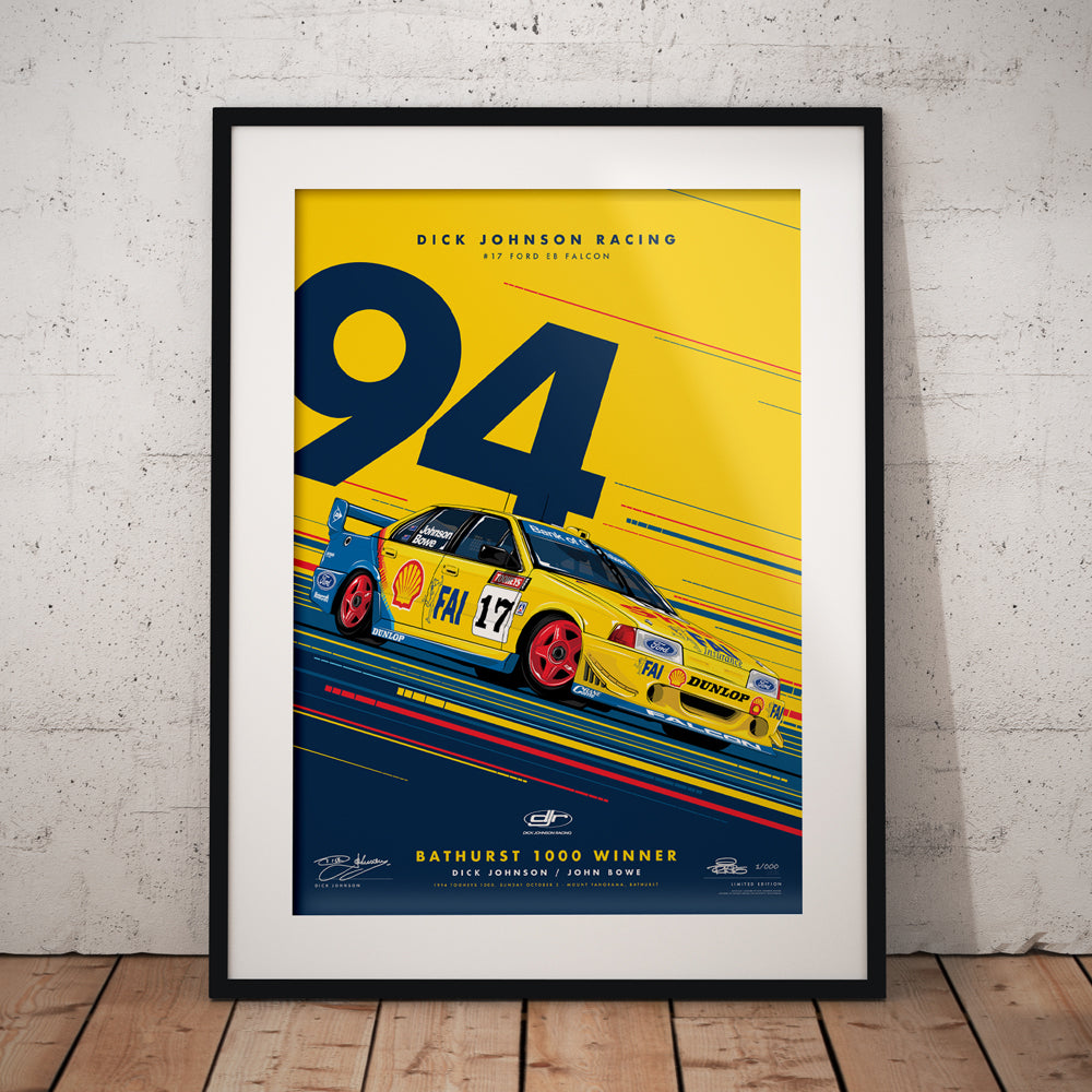 Dick Johnson Racing Ford EB Falcon 1994 Bathurst 1000 Winner - Yellow Edition Print