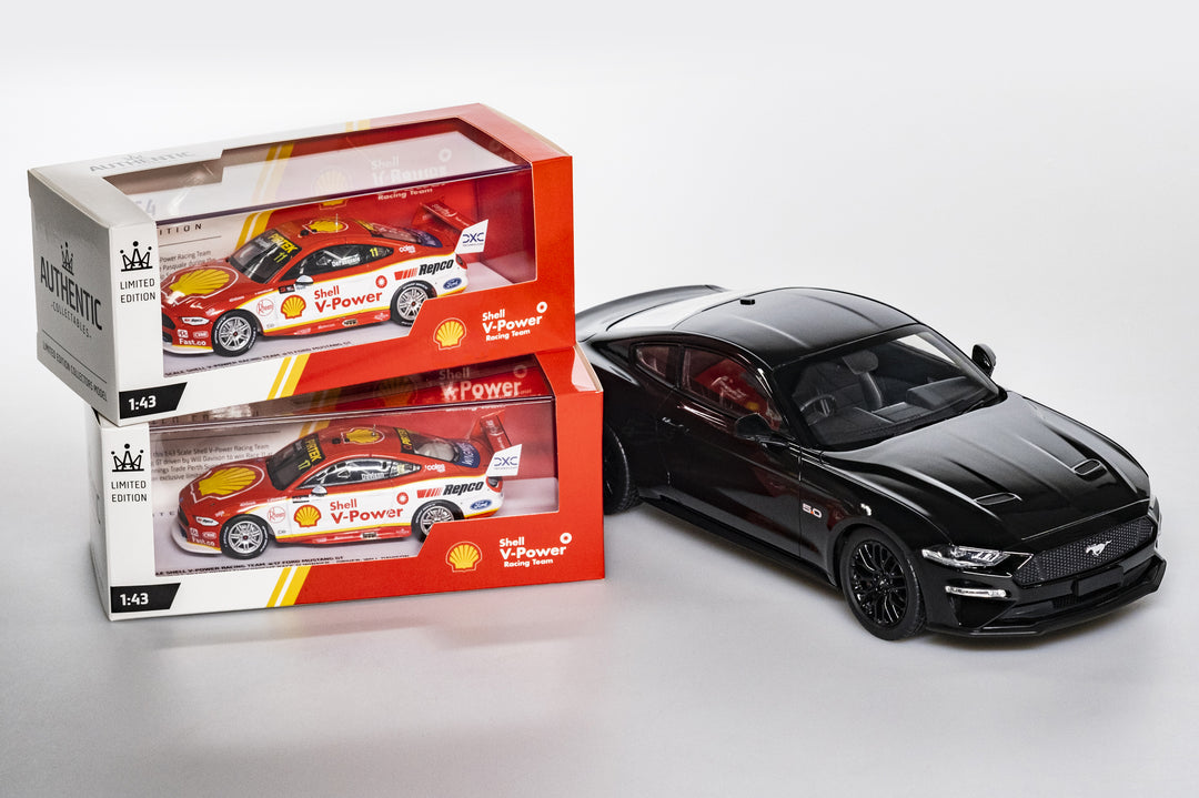 Now In Stock: 1:18 Scale Shadow Black Mustang GT Fastback + 1:43 Scale 2022 Shell V-Power Racing Team Season Cars