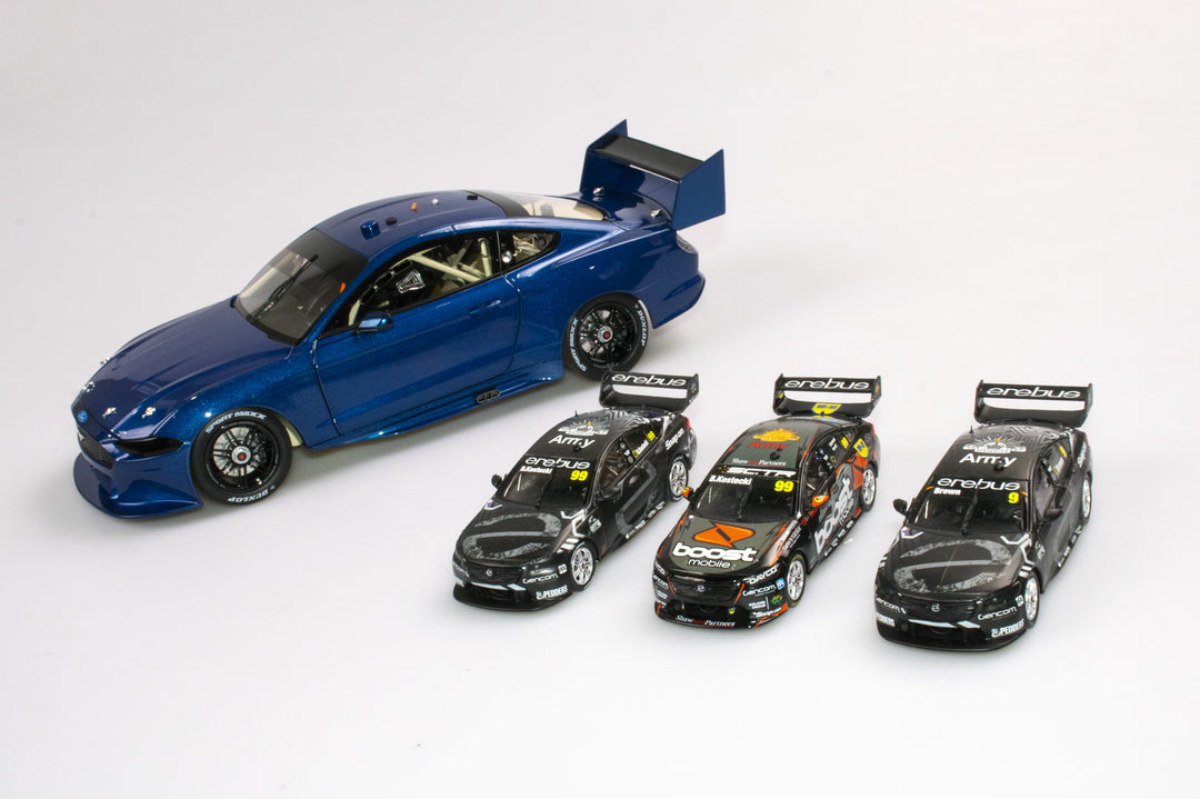 Now In Stock: 1:18 Metallic Blue Mustang Plain Body + 1:43 2021 Erebus Commodore Supercars