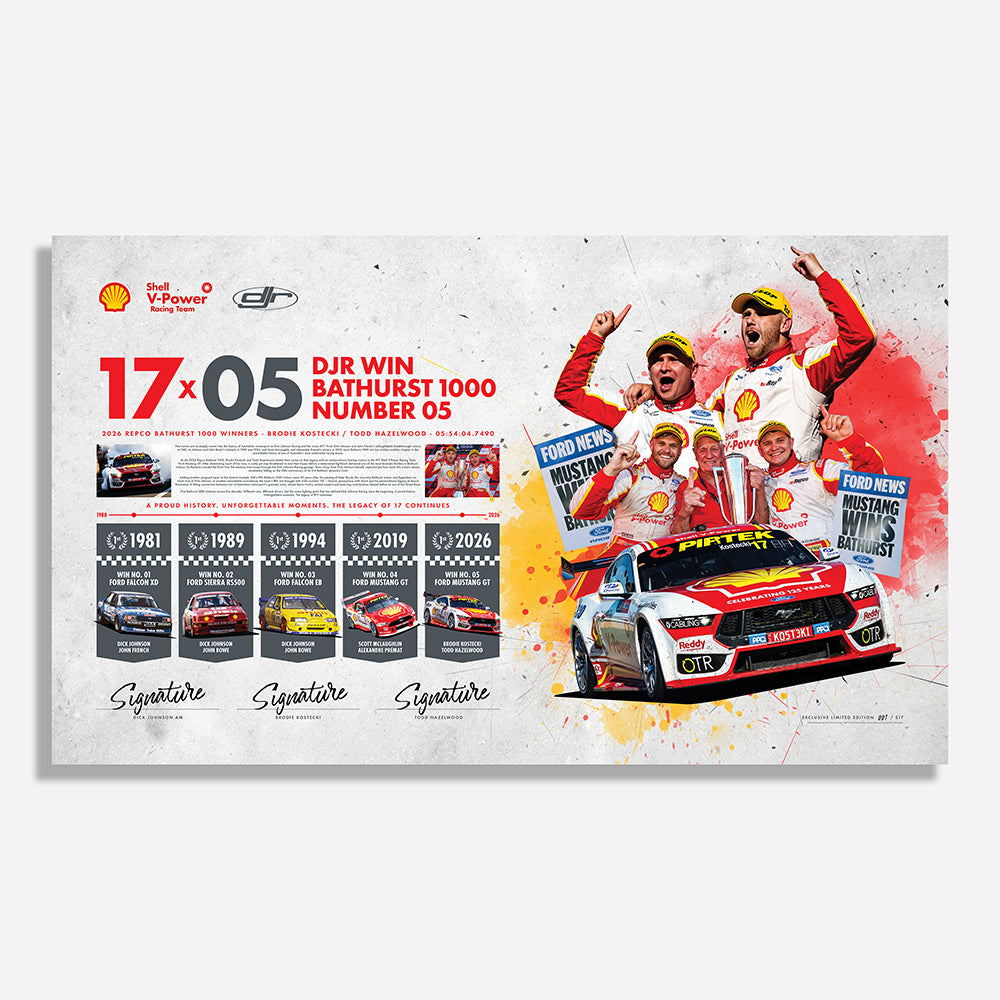 Shell V-Power Racing Team / Dick Johnson Racing - 17x05: DJR Win Bathurst 1000 Number 05 - Signed Limited Edition Print (Pre-Order)