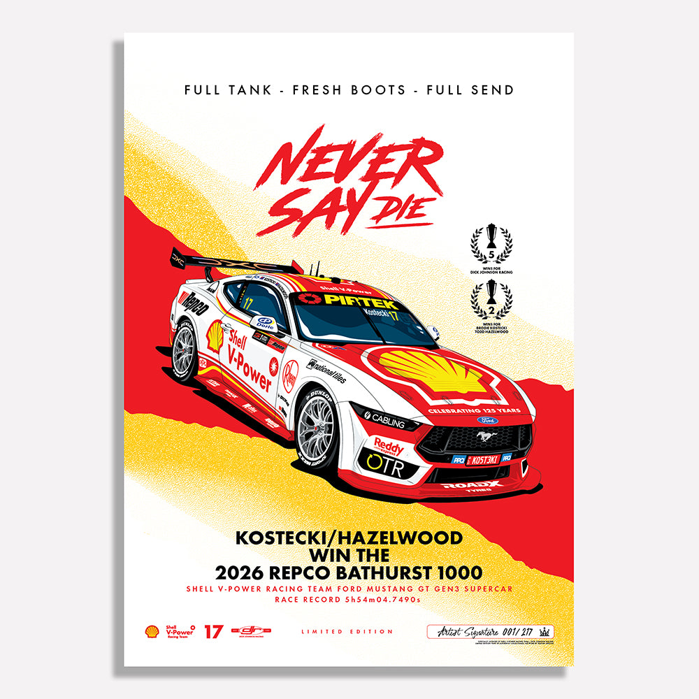 Shell V-Power Racing Team - Never Say Die: 2026 Repco Bathurst 1000 Winners - Standard Limited Edition Print (Pre-Order)