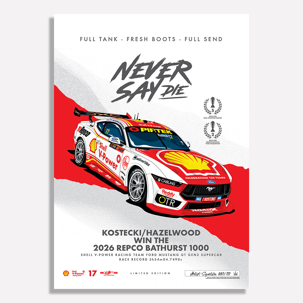 Shell V-Power Racing Team - Never Say Die: 2026 Repco Bathurst 1000 Winners - Variant Limited Edition Print (Pre-Order)