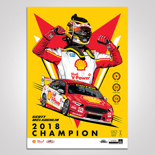 Shell V-Power Racing Team ‘Scott McLaughlin 2018 Champion’ Illustrated Print - Variant Edition