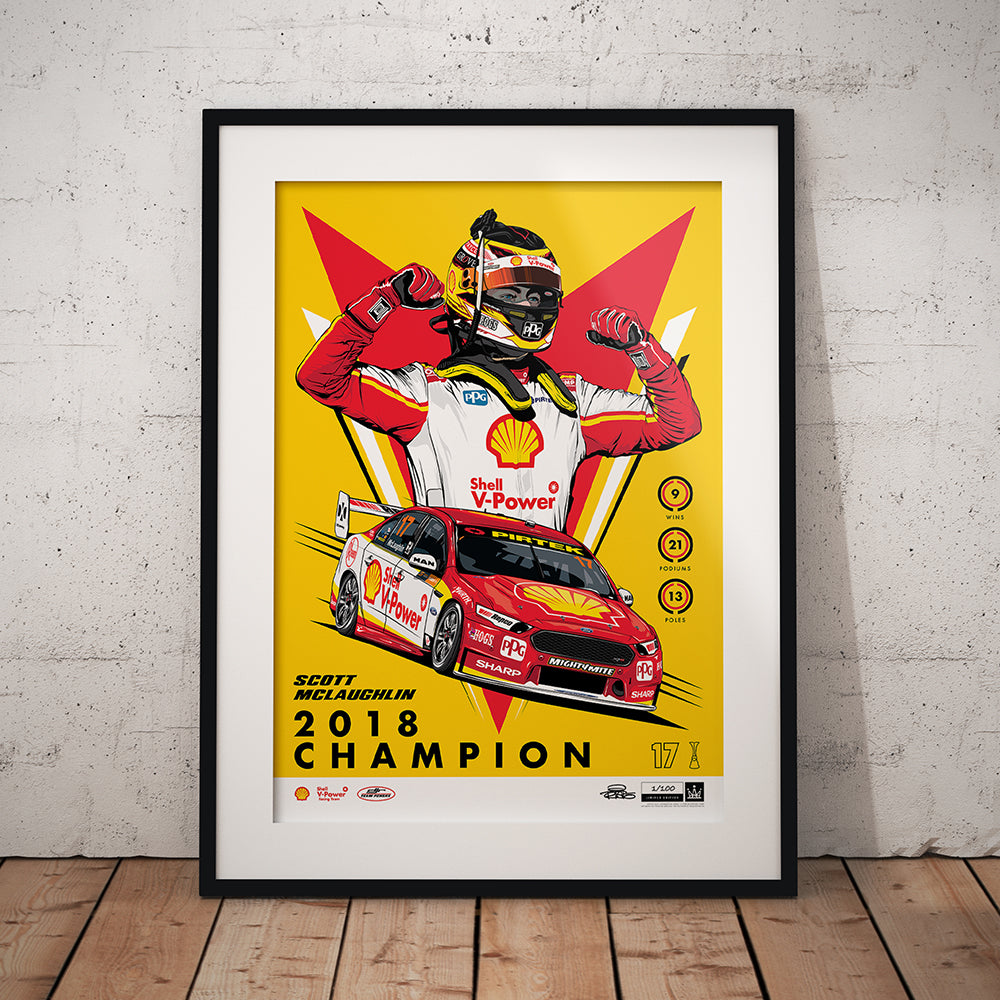 Shell V-Power Racing Team ‘Scott McLaughlin 2018 Champion’ Illustrated Print - Variant Edition