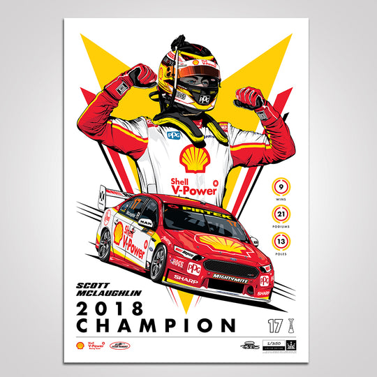 Shell V-Power Racing Team ‘Scott McLaughlin 2018 Champion’ Illustrated Print - Standard Edition
