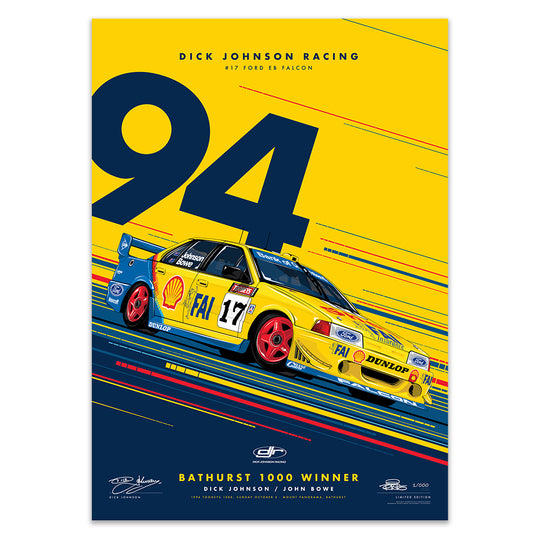 Dick Johnson Racing Ford EB Falcon 1994 Bathurst 1000 Winner - Yellow Edition Print