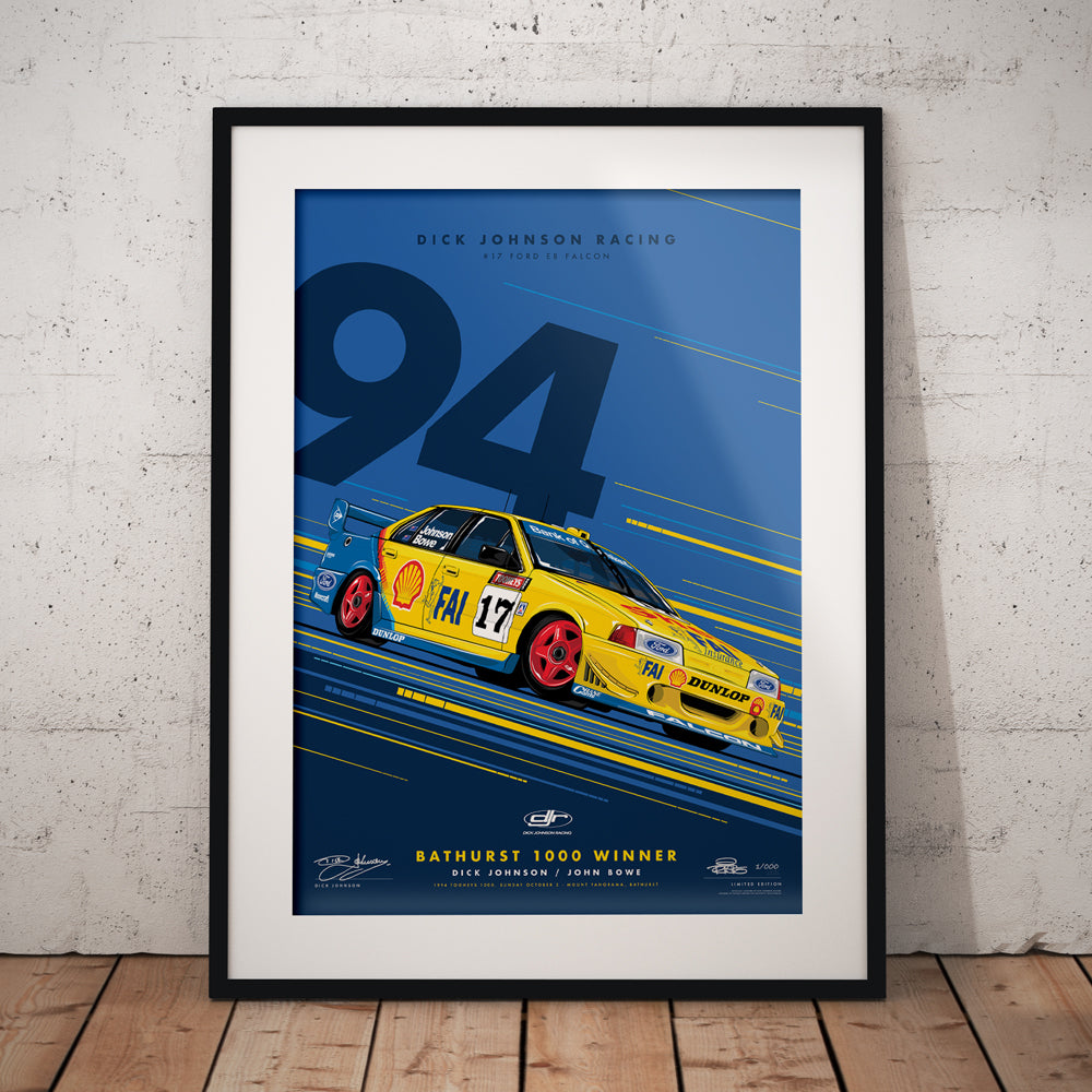 Dick Johnson Racing Ford EB Falcon 1994 Bathurst 1000 Winner - Metallic Blue Edition Print