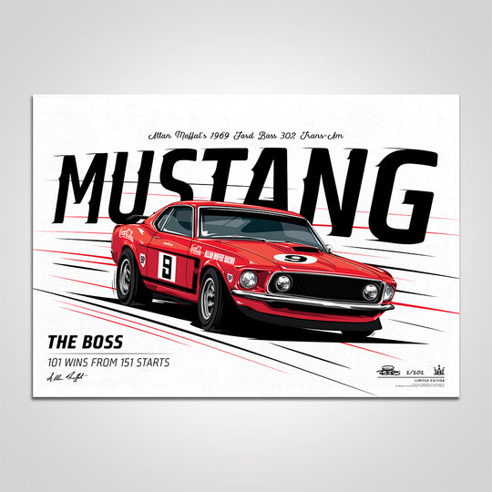 Allan Moffat 1969 Ford BOSS 302 Trans-Am Mustang - Variant Edition Print