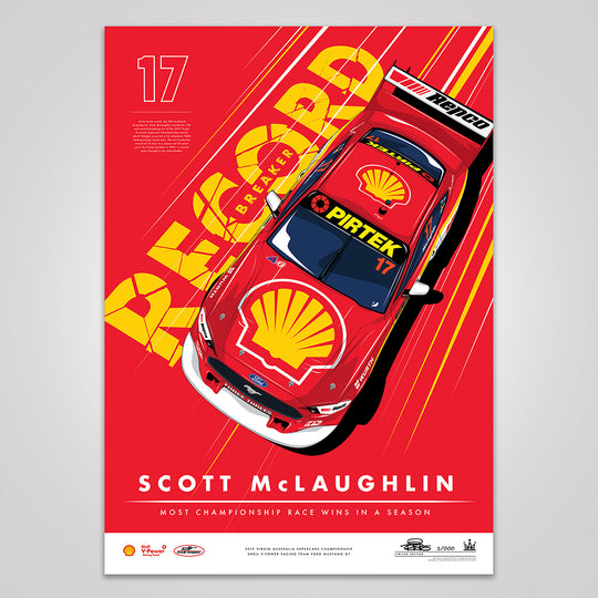 Record Breaker: Scott McLaughlin Most Championship Race Wins In A Season Print - Red Limited Edition