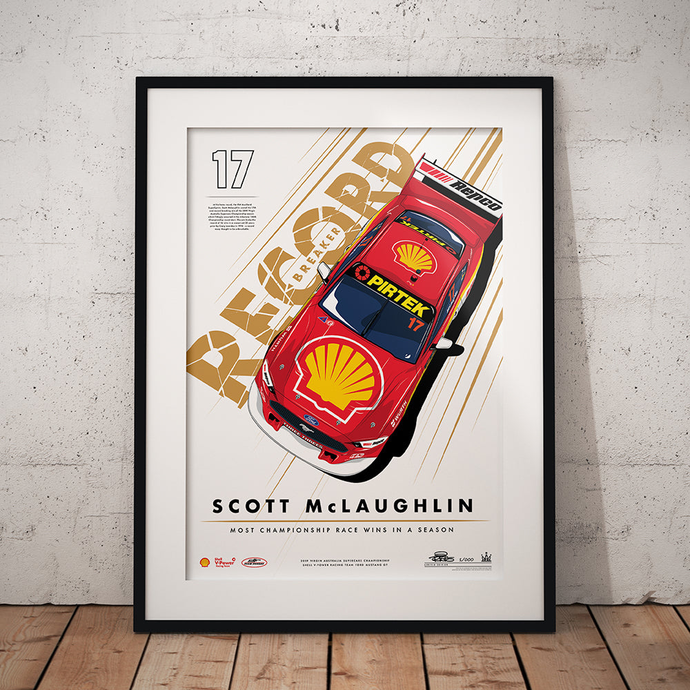 Record Breaker: Scott McLaughlin Most Championship Race Wins In A Season Print - Metallic Gold Limited Edition