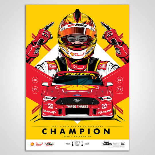 Shell V-Power Racing Team ‘Scott McLaughlin 2019 Champion’ Illustrated Print - Variant Edition