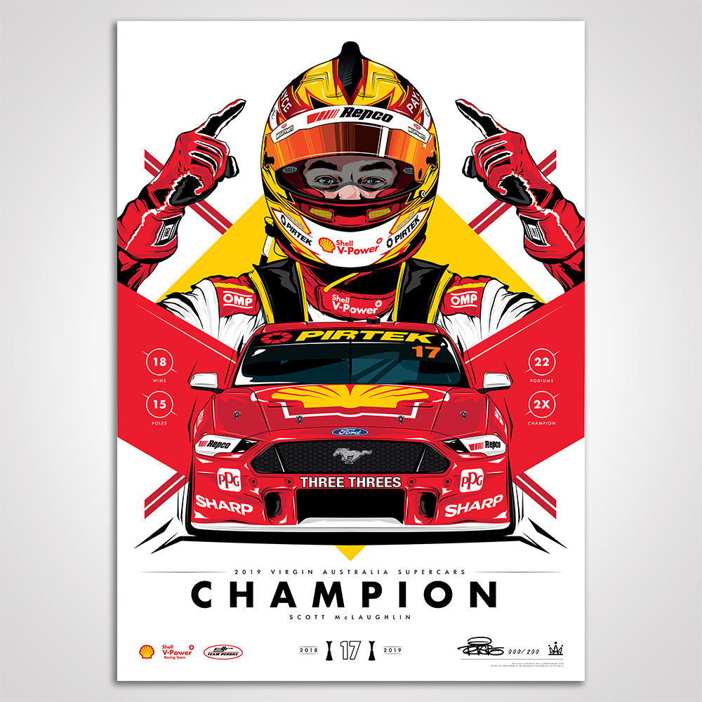 Shell V-Power Racing Team ‘Scott McLaughlin 2019 Champion’ Illustrated Print - Standard Edition