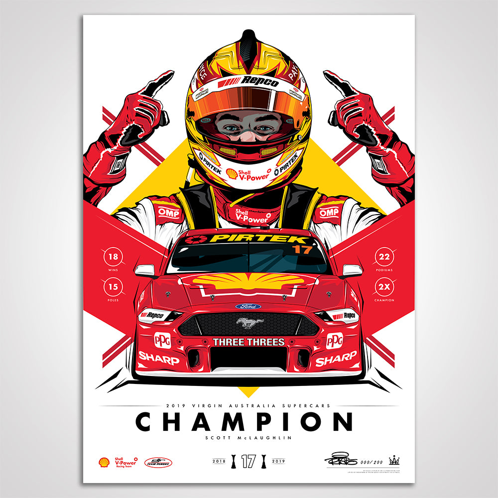 shell v-power racing team scott mclaughlin 'back to... Shell V-Power Racing Team 'Scott McLaughlin 2019 Champion' Illustrated ...