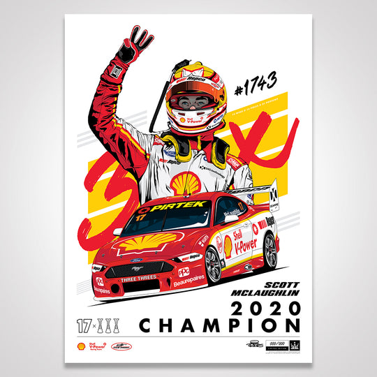 Shell V-Power Racing Team ‘Scott McLaughlin 2020 Champion’ Illustrated Print - Standard Edition