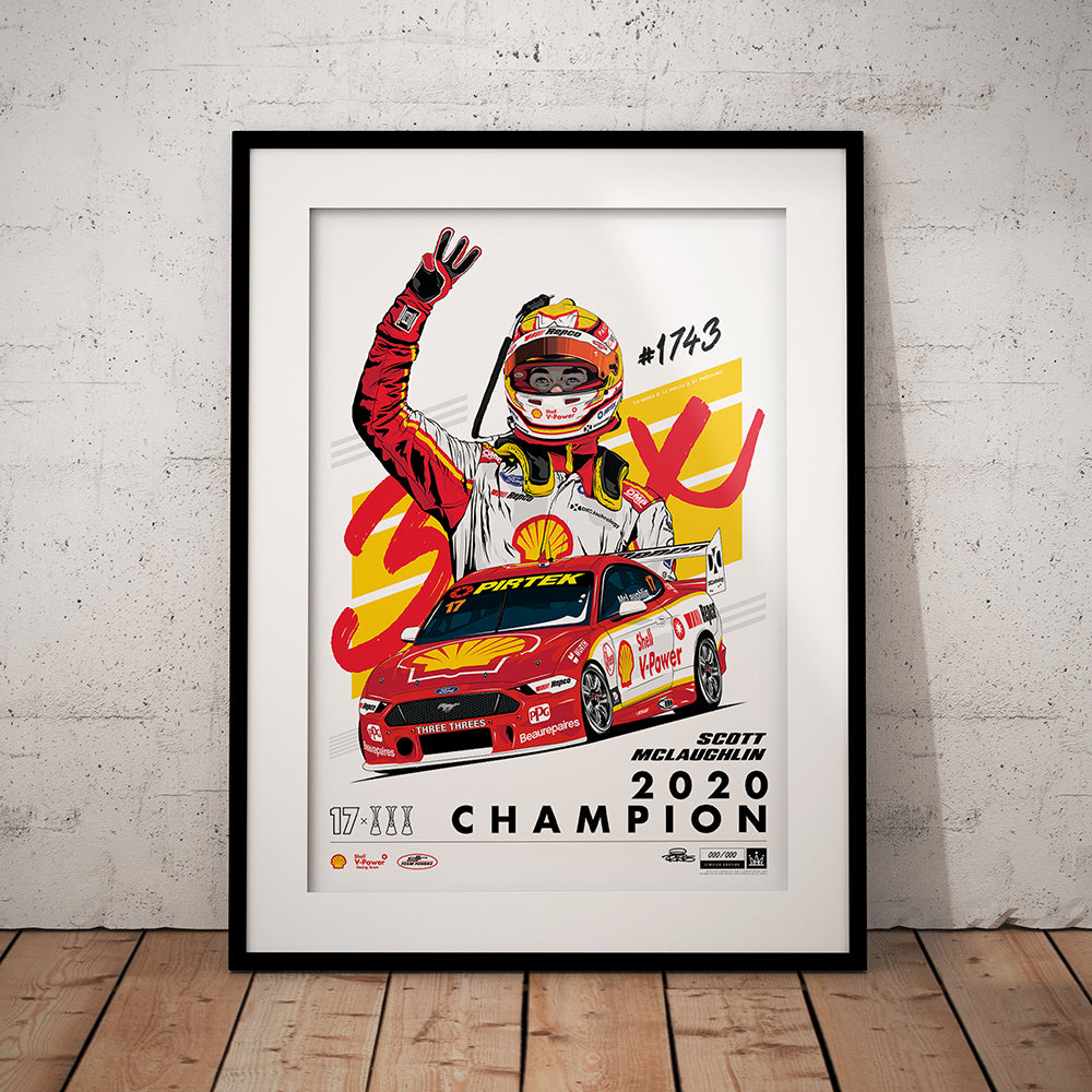 Shell V-Power Racing Team ‘Scott McLaughlin 2020 Champion’ Illustrated Print - Standard Edition